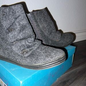 Gray Buttoned Ankle Boots